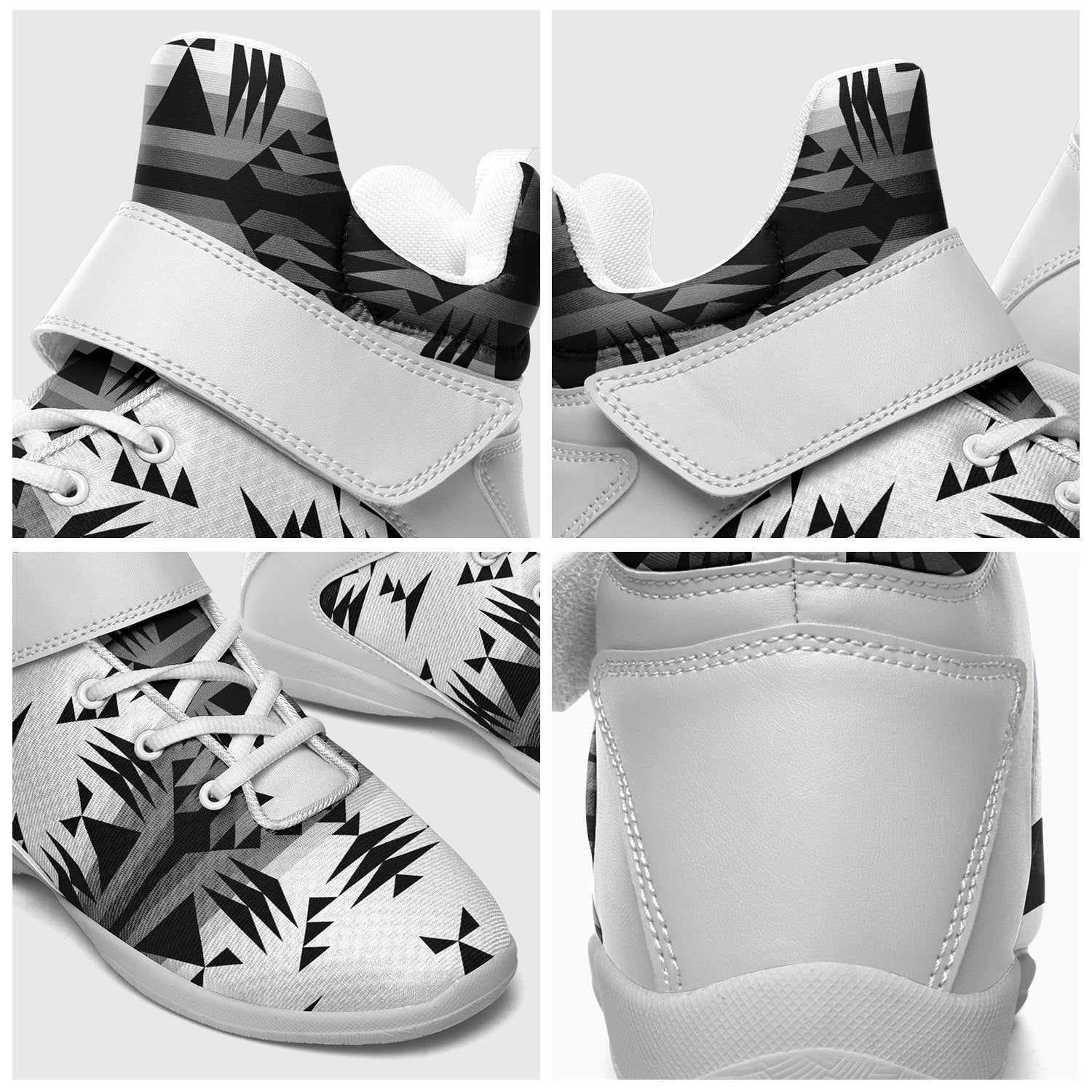 Between the Mountains White and Black Ipottaa Basketball / Sport High Top Shoes - White Sole 49 Dzine