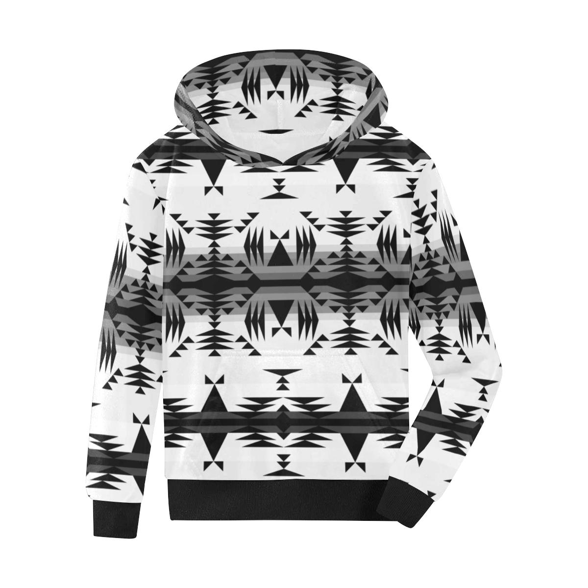 Between the Mountains White and Black Kids' All Over Print Hoodie (Model H38) Kids' AOP Hoodie (H38) e-joyer