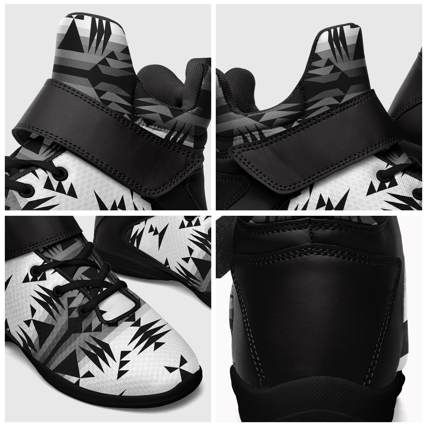 Between the Mountains White and Black Kid's Ipottaa Basketball / Sport High Top Shoes 49 Dzine