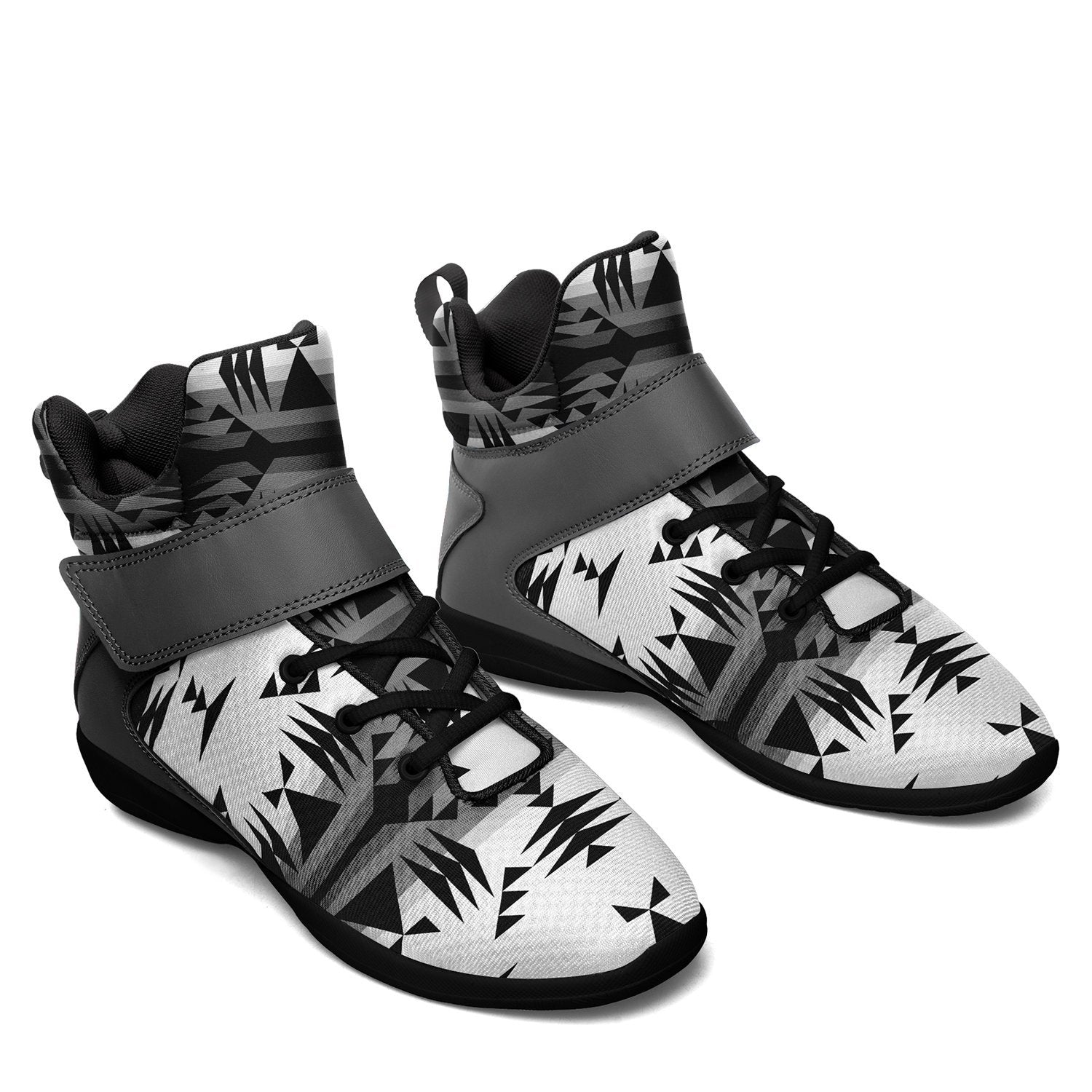 Between the Mountains White and Black Kid's Ipottaa Basketball / Sport High Top Shoes 49 Dzine