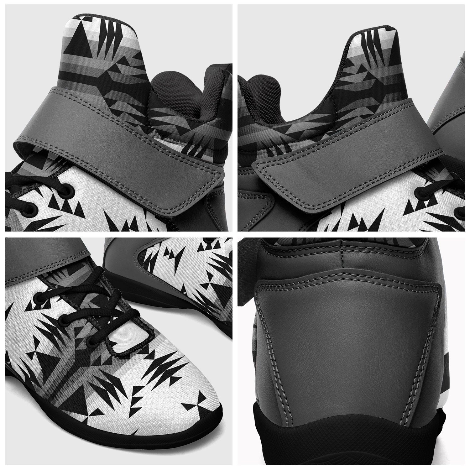 Between the Mountains White and Black Kid's Ipottaa Basketball / Sport High Top Shoes 49 Dzine