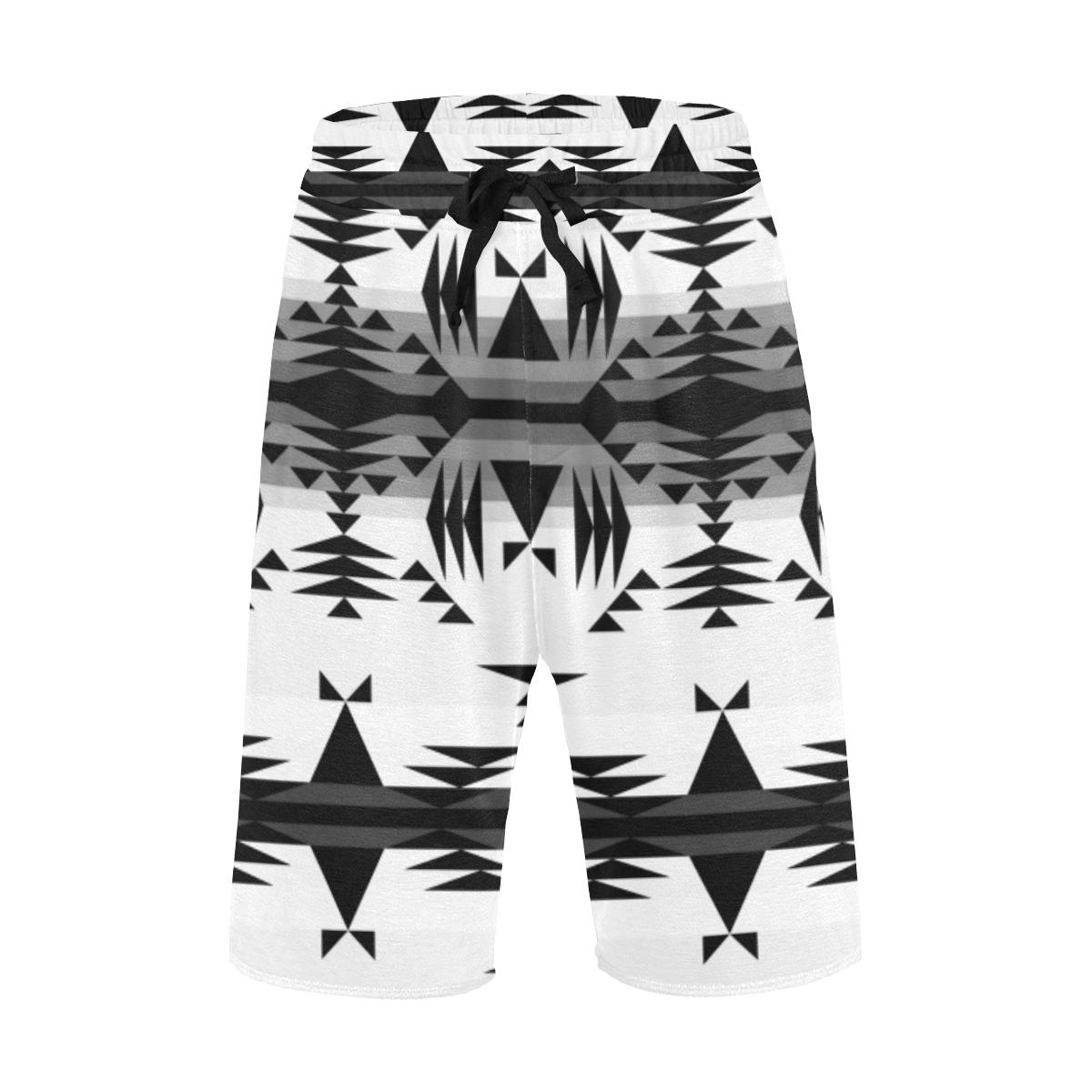 Between the Mountains White and Black Men's All Over Print Casual Shorts (Model L23) Men's Casual Shorts (L23) e-joyer