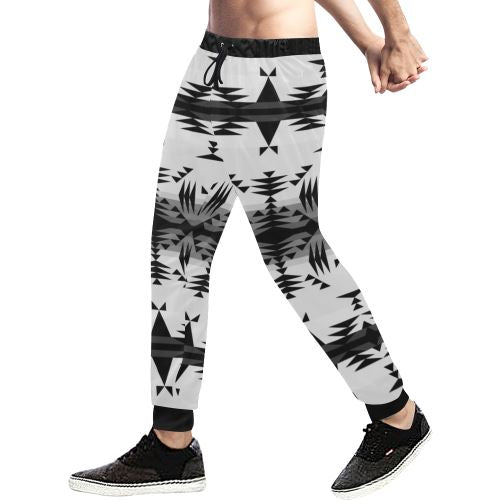 Between the Mountains White and Black Men's All Over Print Sweatpants (Model L11) Men's All Over Print Sweatpants (L11) e-joyer