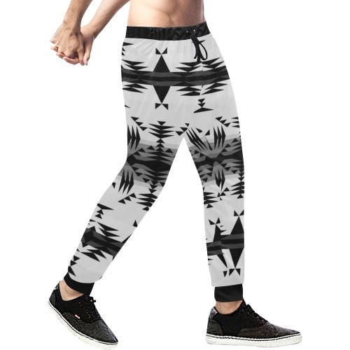 Between the Mountains White and Black Men's All Over Print Sweatpants (Model L11) Men's All Over Print Sweatpants (L11) e-joyer