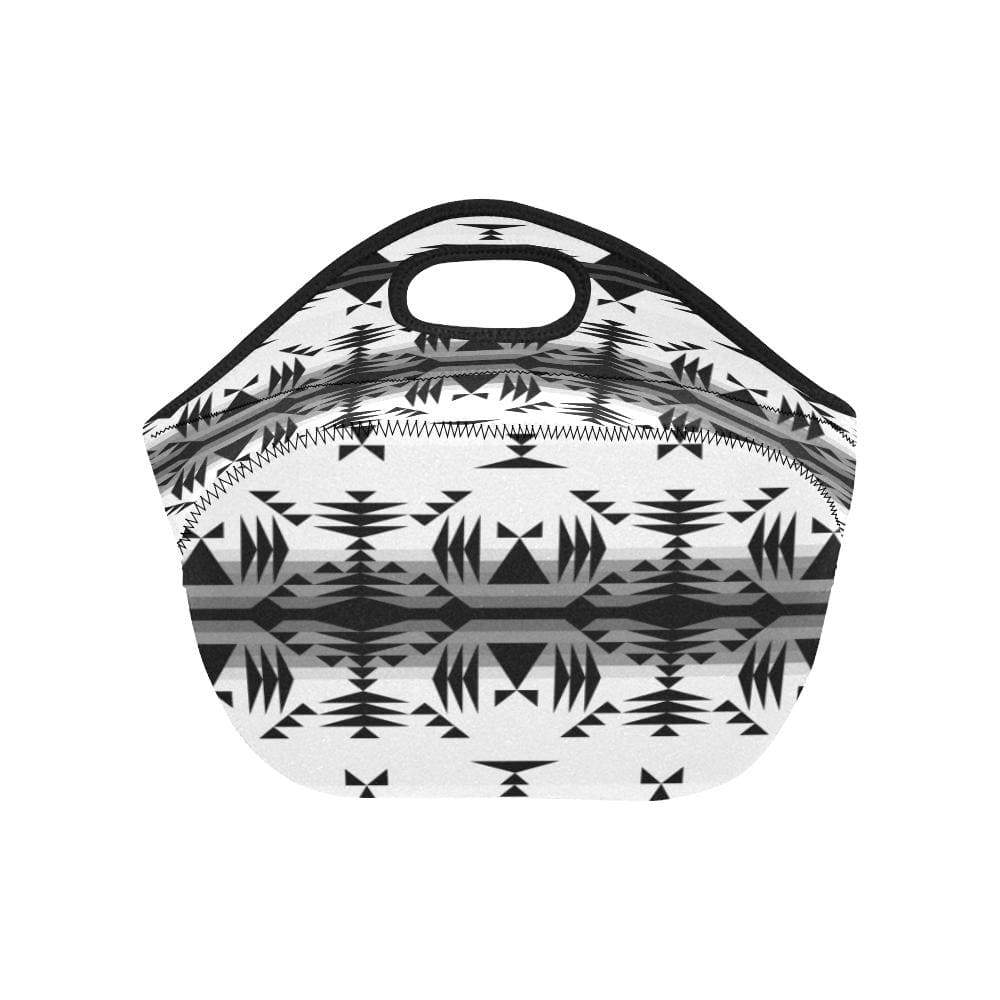 Between the Mountains White and Black Neoprene Lunch Bag/Small (Model 1669) Neoprene Lunch Bag/Small (1669) e-joyer