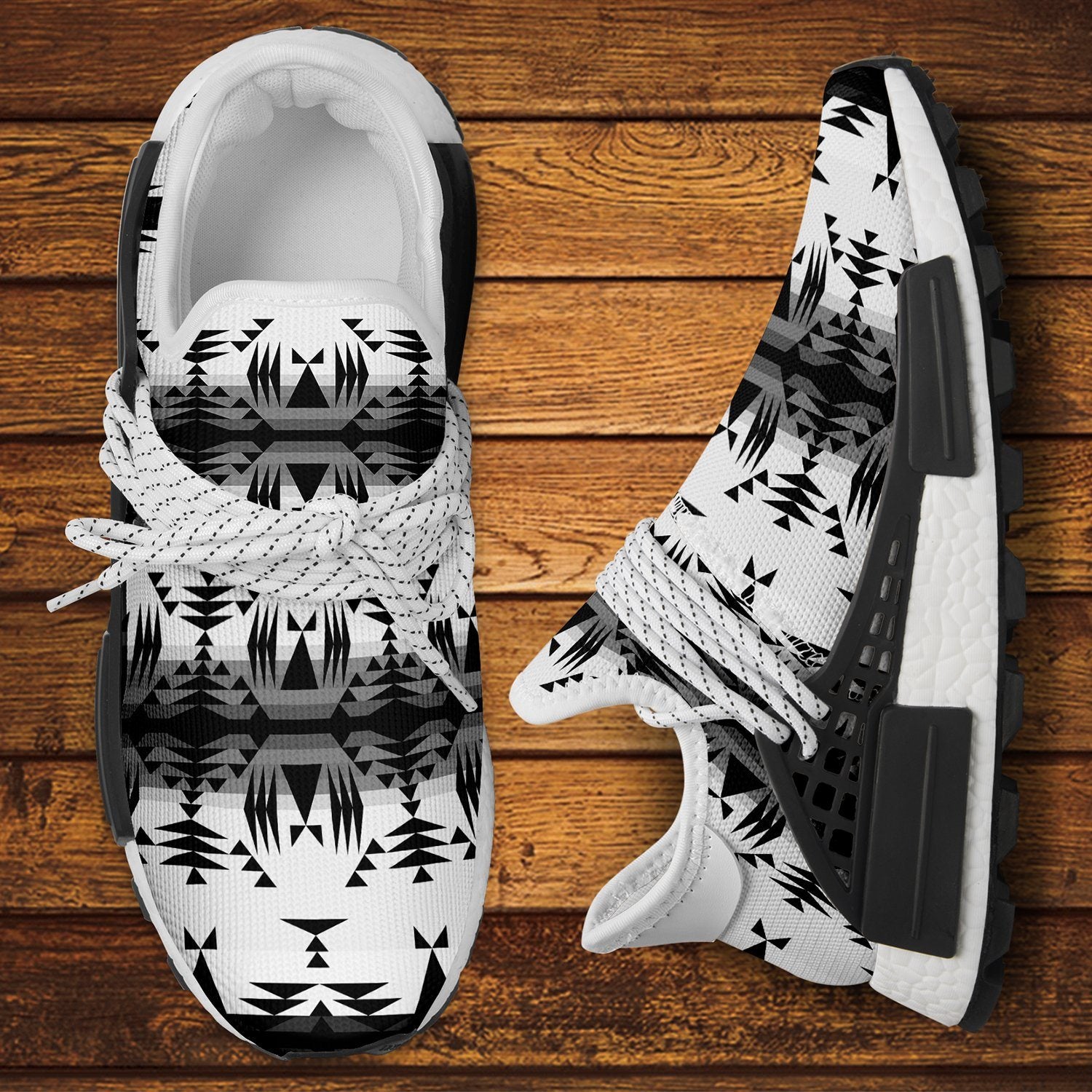 Between the Mountains White and Black Okaki Sneakers Shoes 49 Dzine