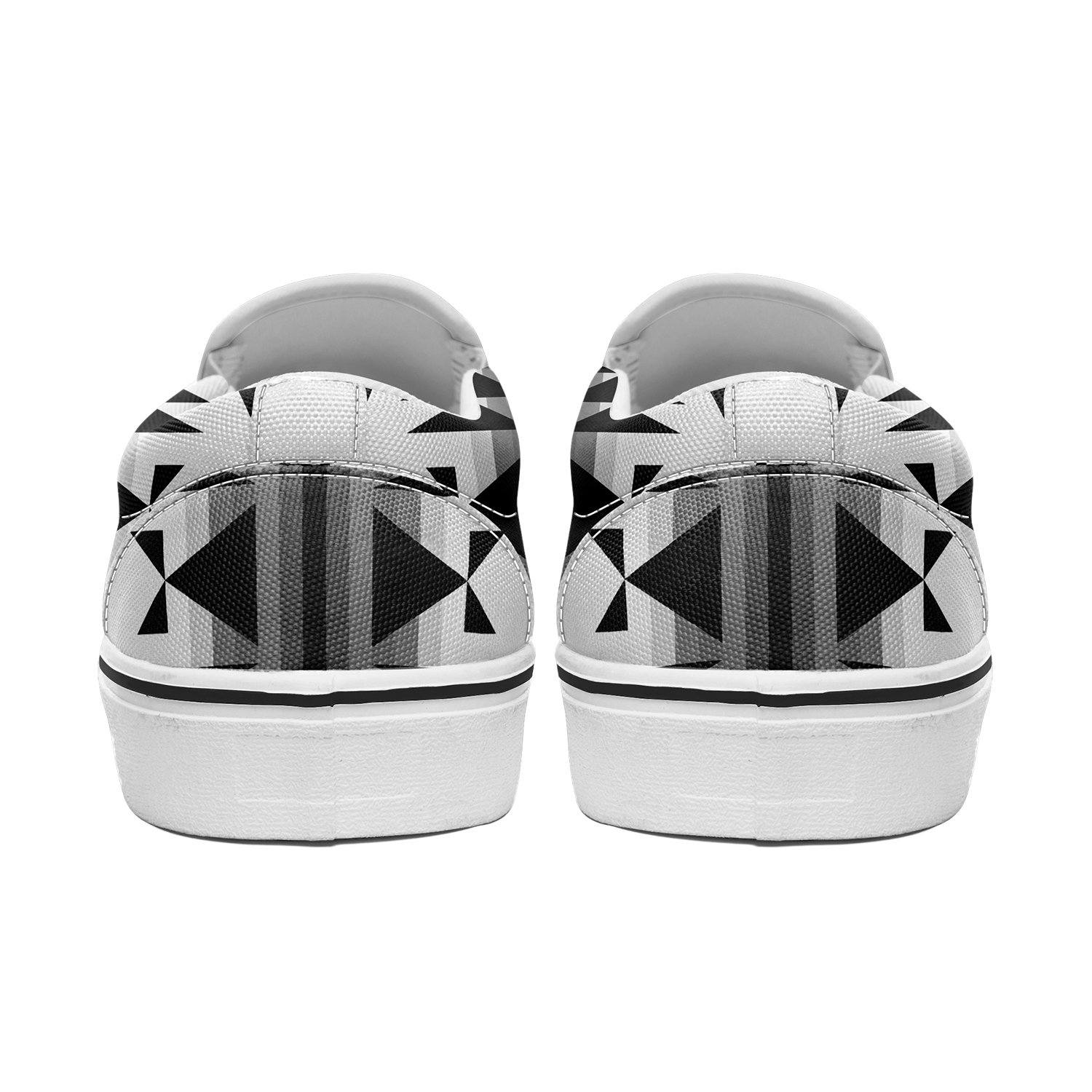 Between the Mountains White and Black Otoyimm Canvas Slip On Shoes 49 Dzine