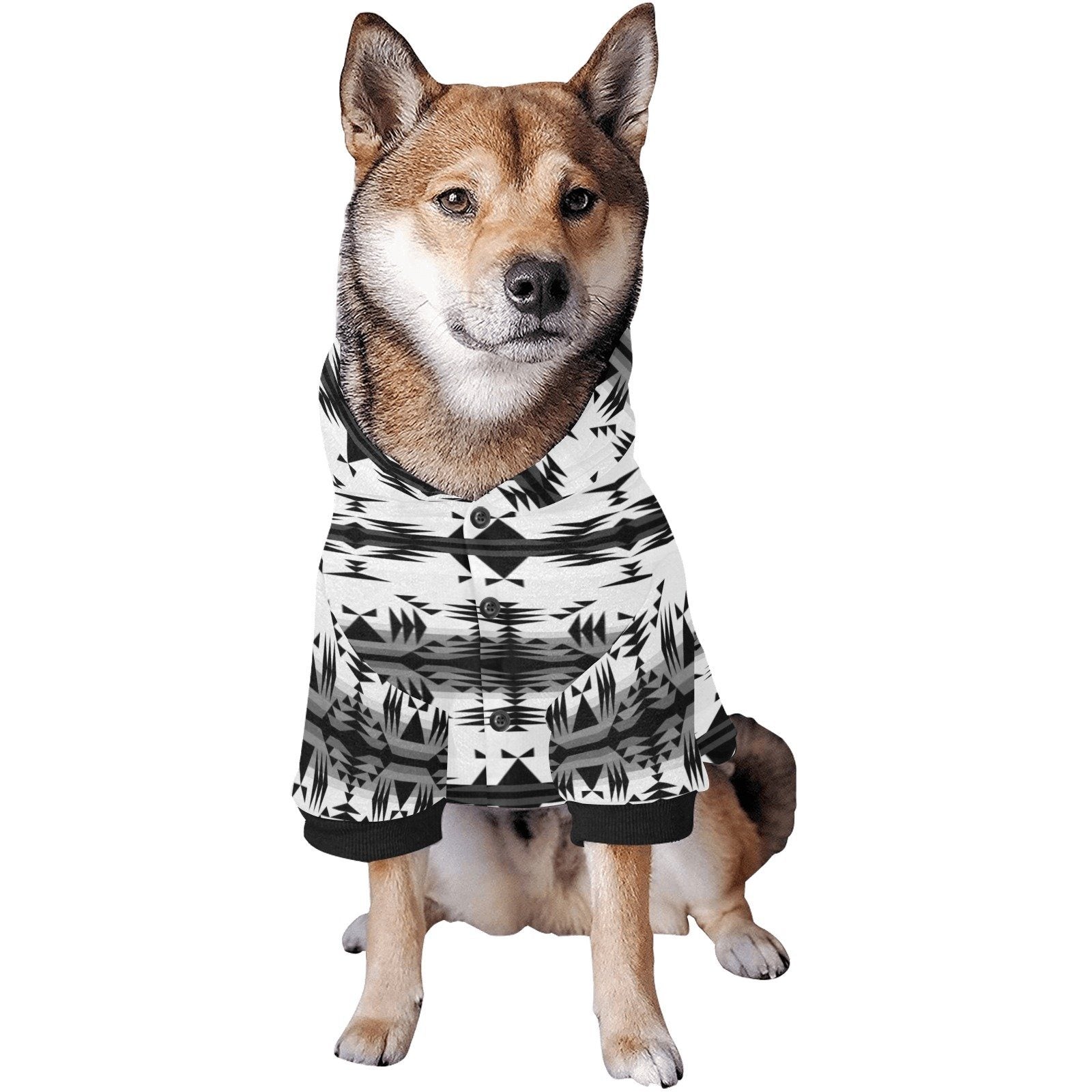 Between the Mountains White and Black Pet Dog Hoodie Pet Dog Hoodie e-joyer