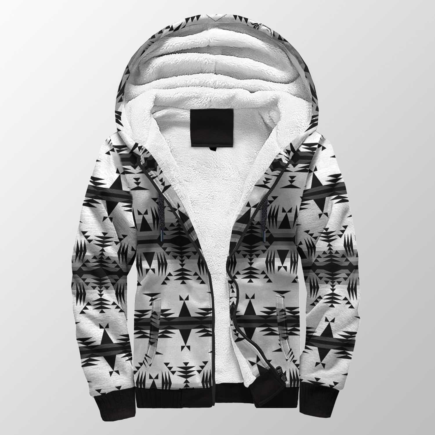 Between the Mountains White and Black Sherpa Hoodie 49 Dzine