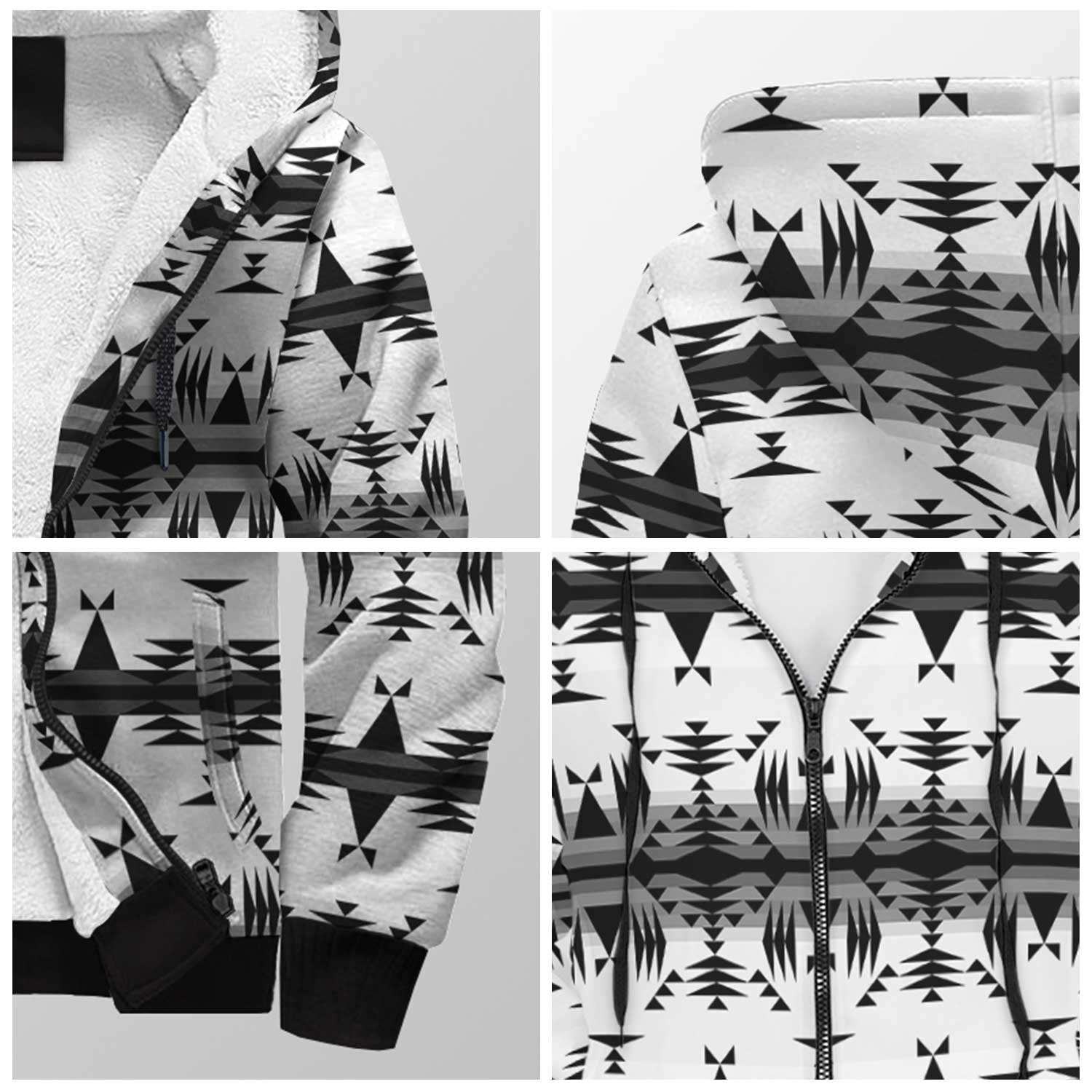 Between the Mountains White and Black Sherpa Hoodie 49 Dzine