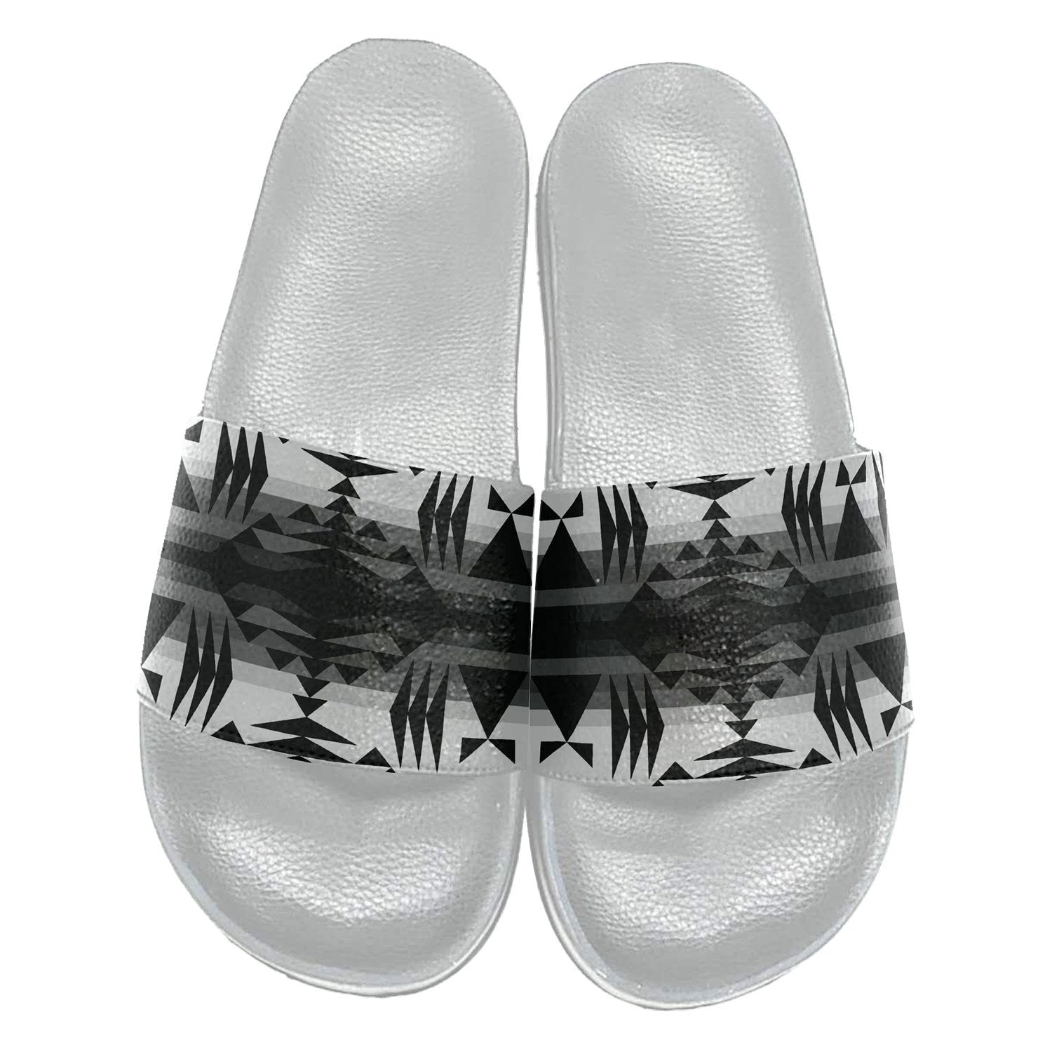 Between the Mountains White and Black Slide Sandals 49 Dzine