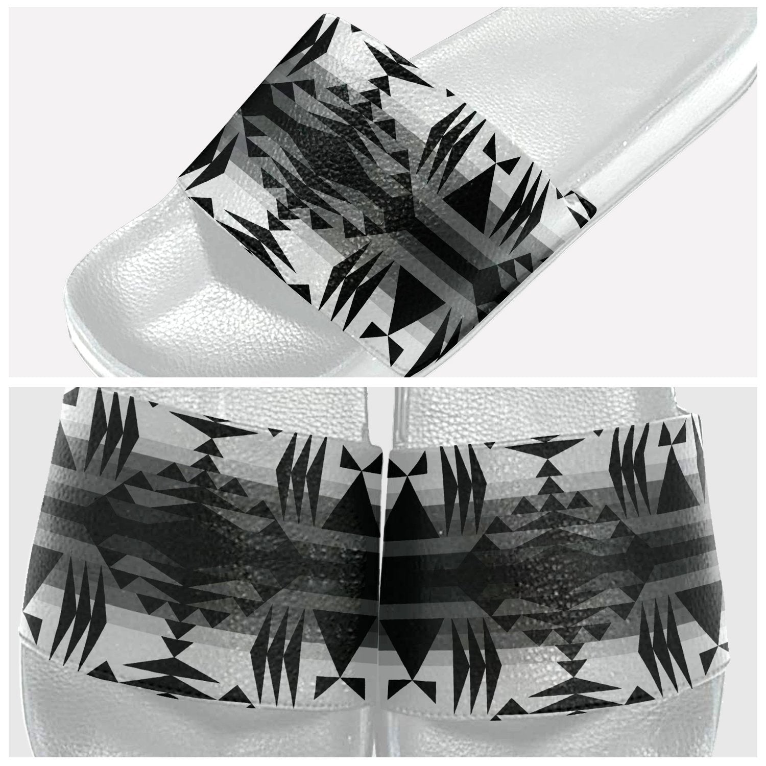 Between the Mountains White and Black Slide Sandals 49 Dzine
