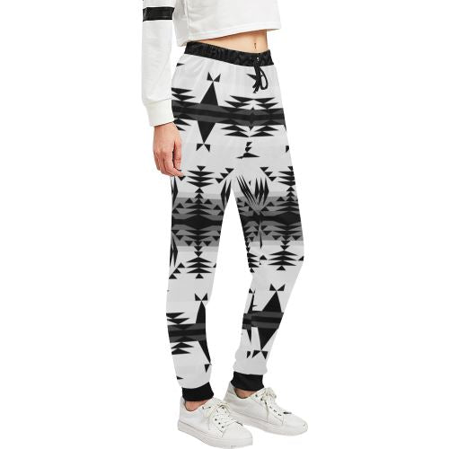 Between the Mountains White and Black Women's All Over Print Sweatpants (Model L11) Women's All Over Print Sweatpants (L11) e-joyer