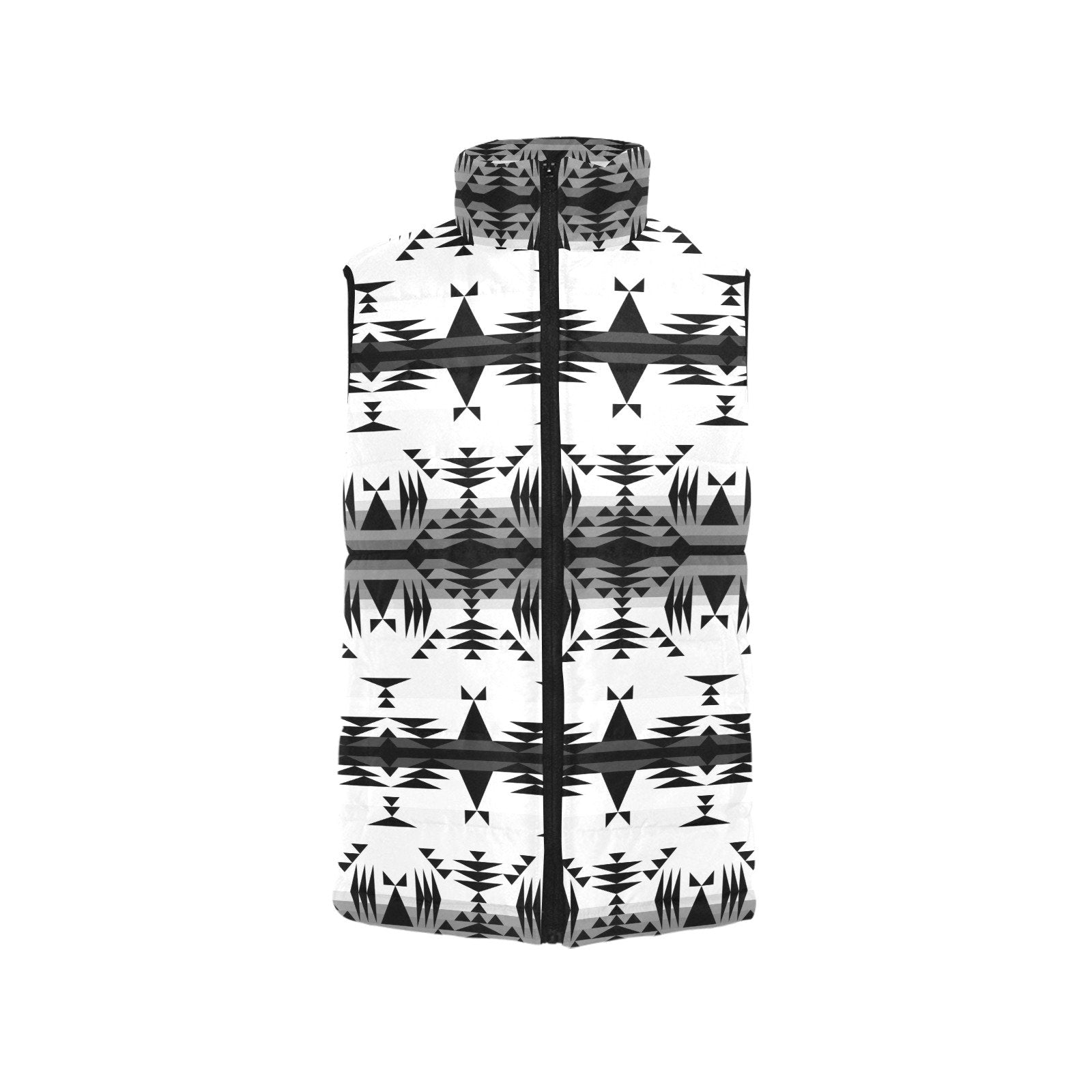 Between the Mountains White and Black Women's Padded Vest Jacket (Model H44) Women's Padded Vest Jacket (H44) e-joyer