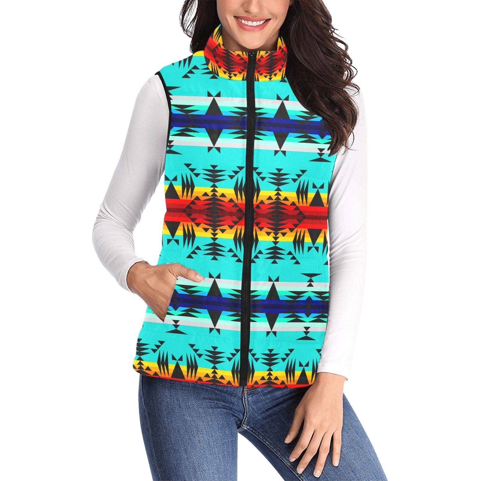 Between the Mountains Women's Padded Vest Jacket (Model H44) Women's Padded Vest Jacket (H44) e-joyer