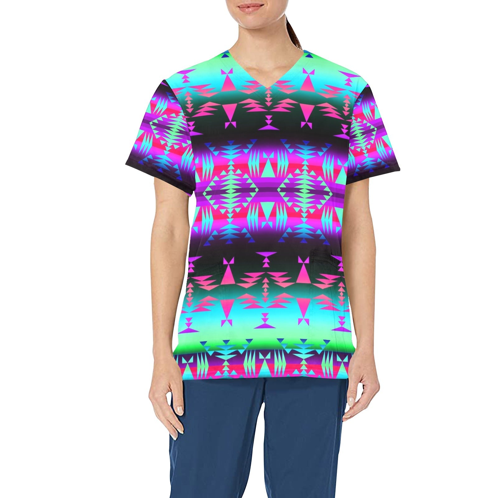 Between the Rocky Mountains All Over Print Scrub Top Scrub Top e-joyer