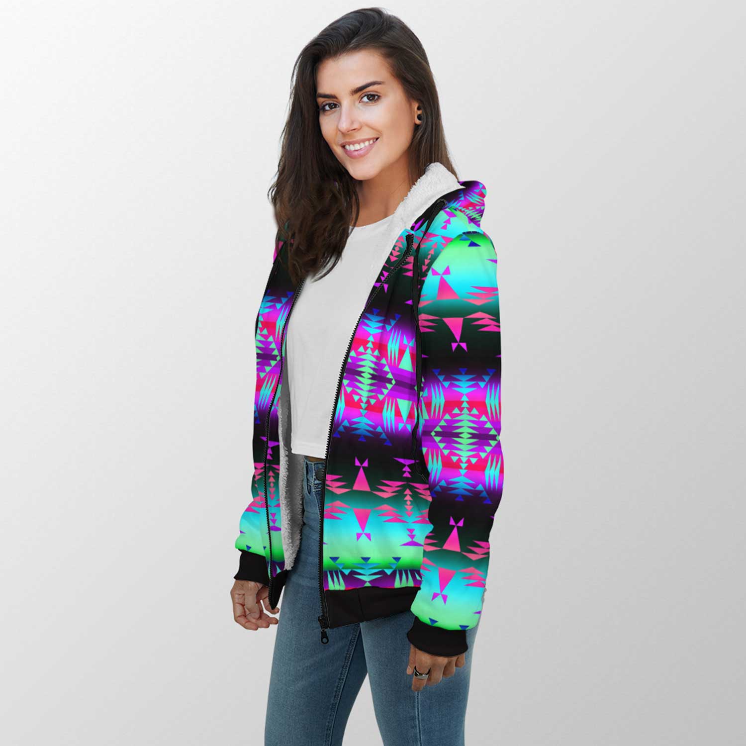 Between the Rocky Mountains Sherpa Hoodie 49 Dzine