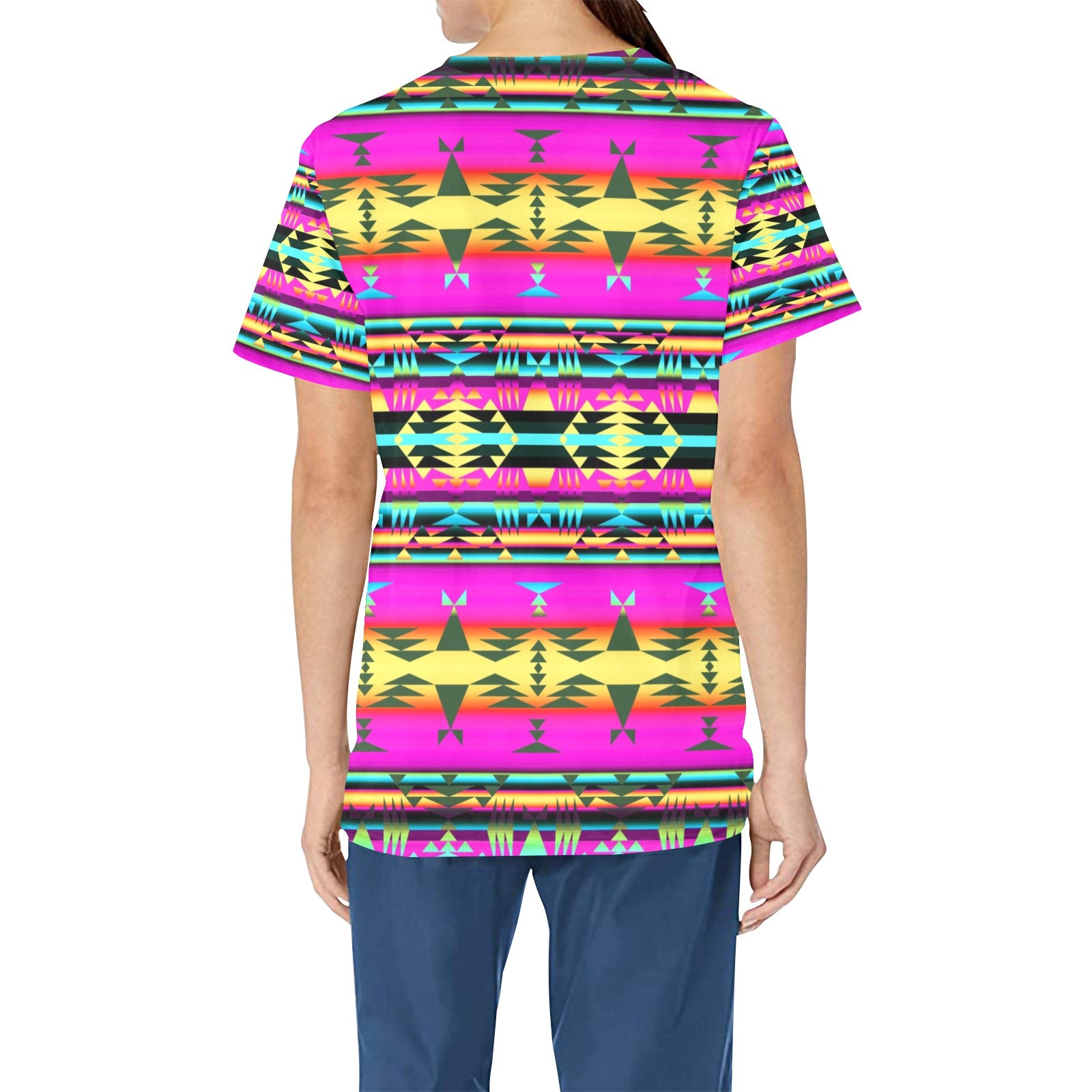 Between the Sunset Mountains All Over Print Scrub Top Scrub Top e-joyer