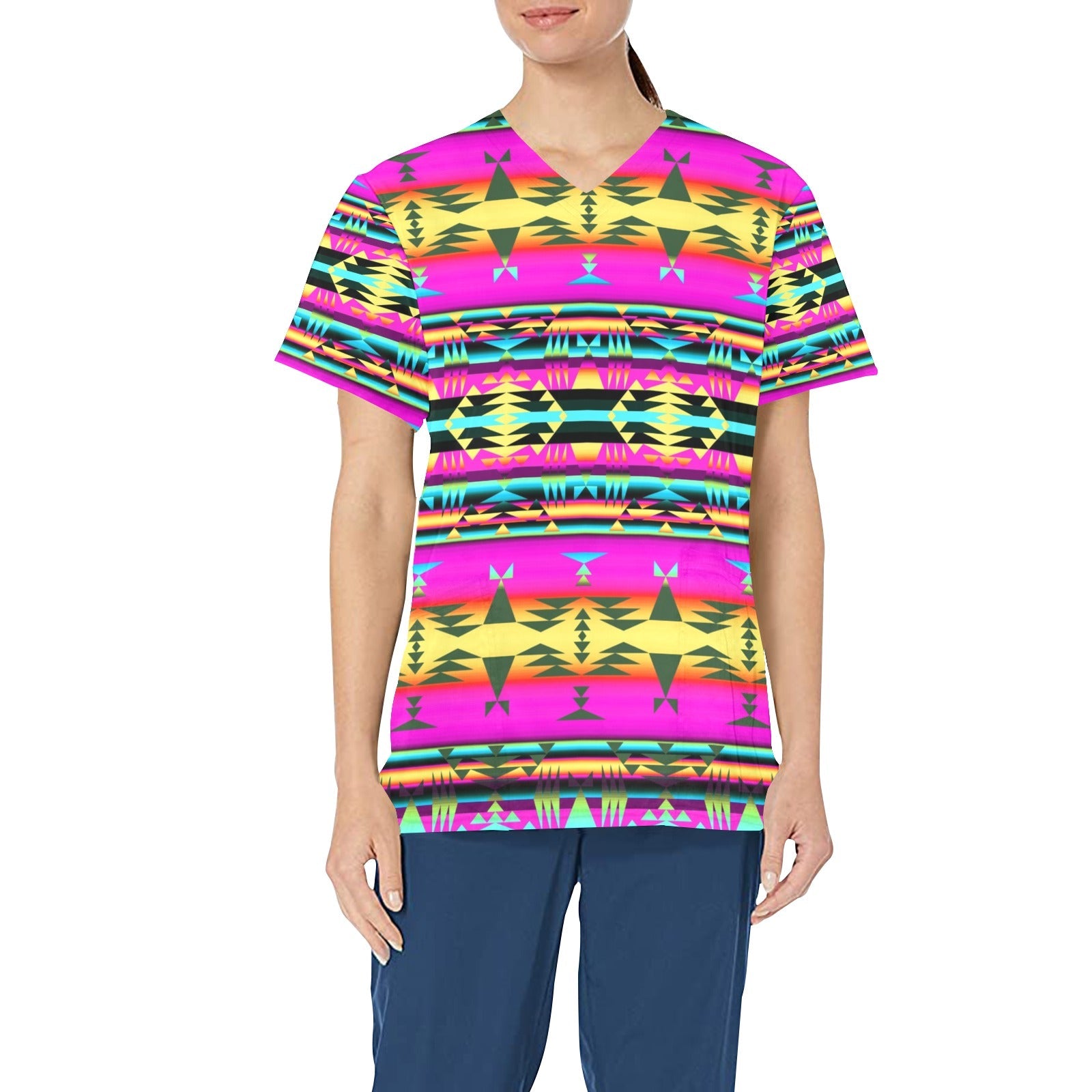 Between the Sunset Mountains All Over Print Scrub Top Scrub Top e-joyer