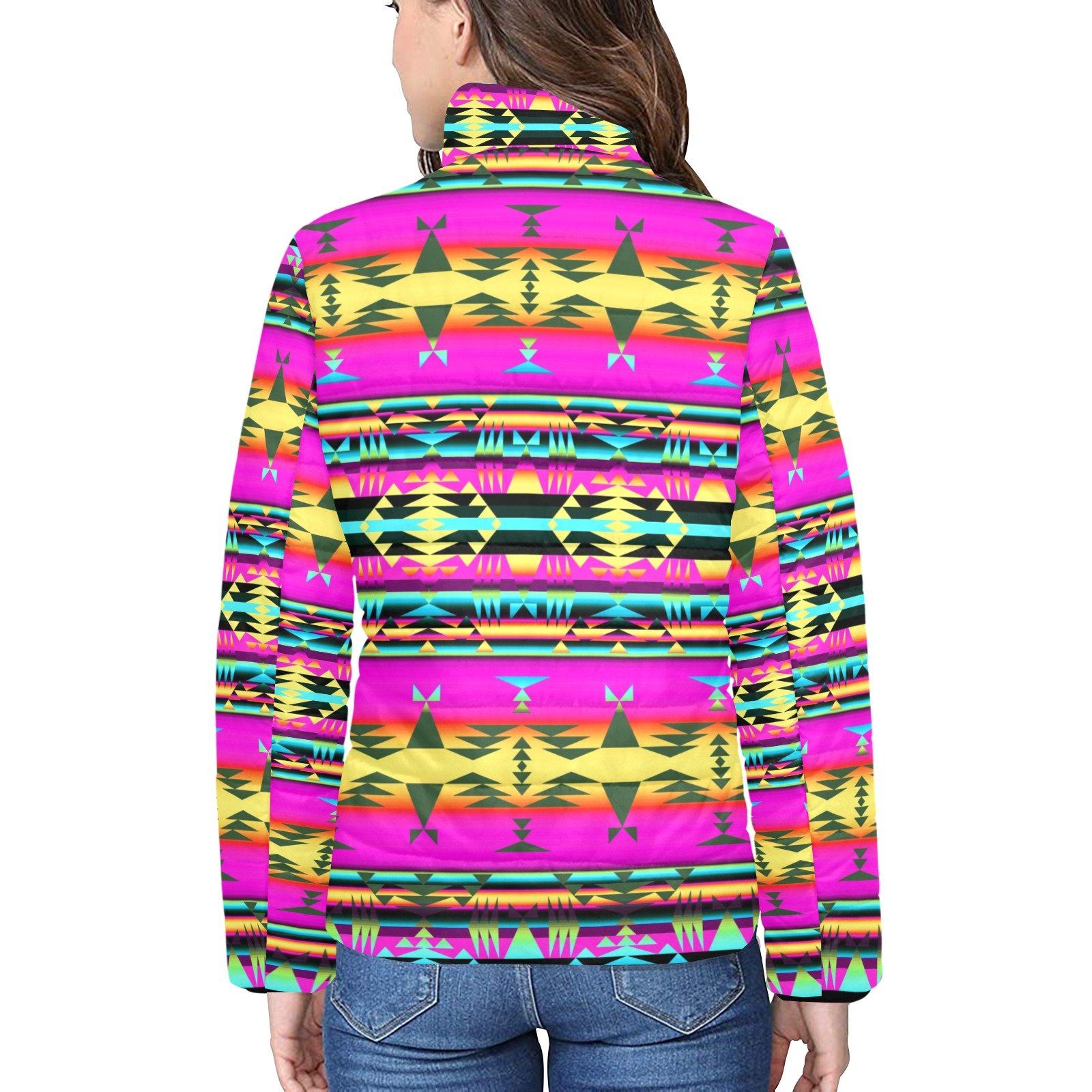 Between the Sunset Mountains Women's Stand Collar Padded Jacket (Model H41) jacket e-joyer