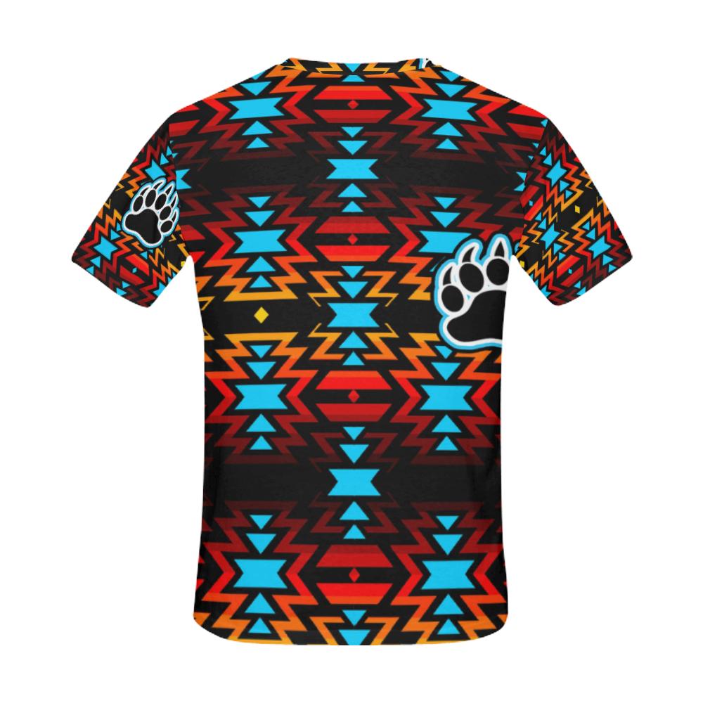 Big Pattern Fire Colors and Sky Bear Paw All Over Print T-Shirt for Men (USA Size) (Model T40) All Over Print T-Shirt for Men e-joyer
