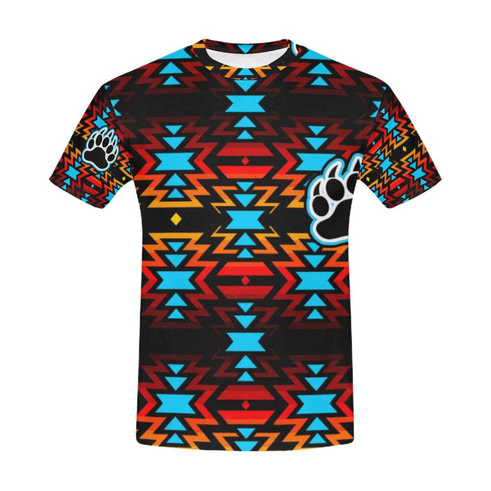 Big Pattern Fire Colors and Sky Bear Paw All Over Print T-Shirt for Men (USA Size) (Model T40) All Over Print T-Shirt for Men e-joyer