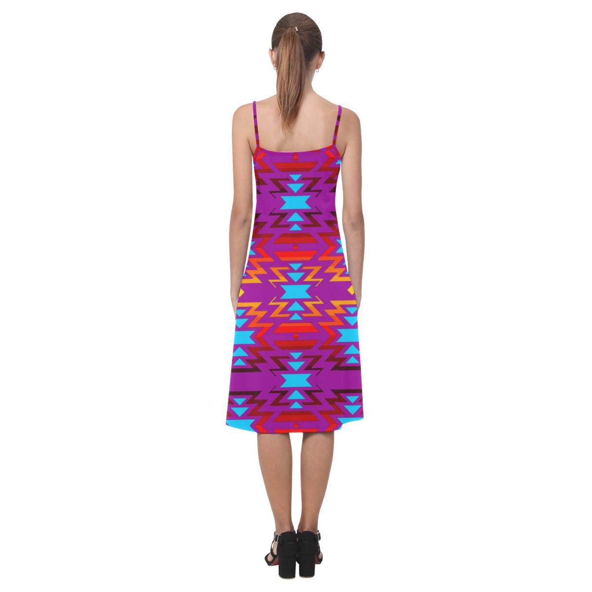 Big Pattern Fire Colors and Sky Moon Shadow Alcestis Slip Dress (Model D05) Alcestis Slip Dress (D05) e-joyer