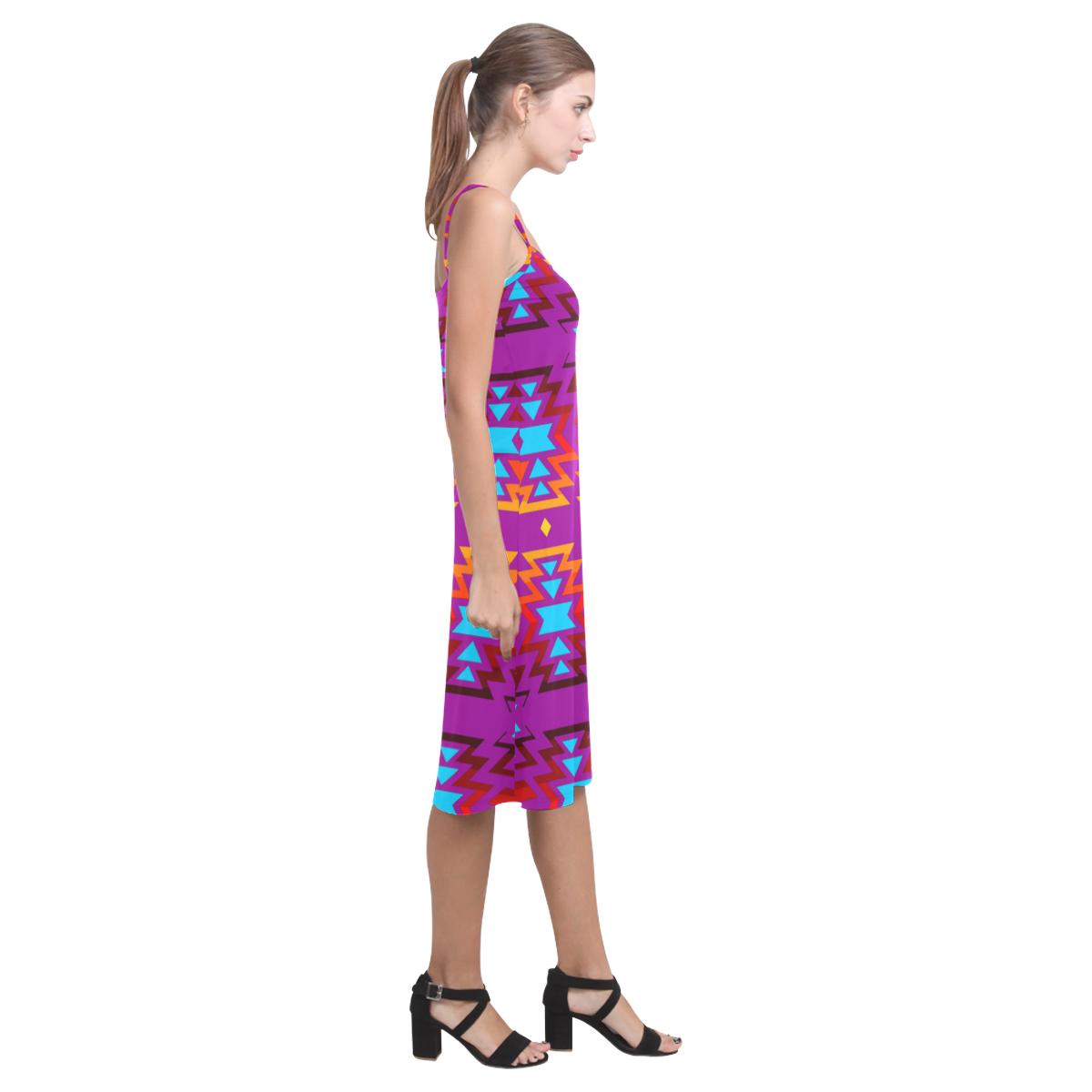 Big Pattern Fire Colors and Sky Moon Shadow Alcestis Slip Dress (Model D05) Alcestis Slip Dress (D05) e-joyer