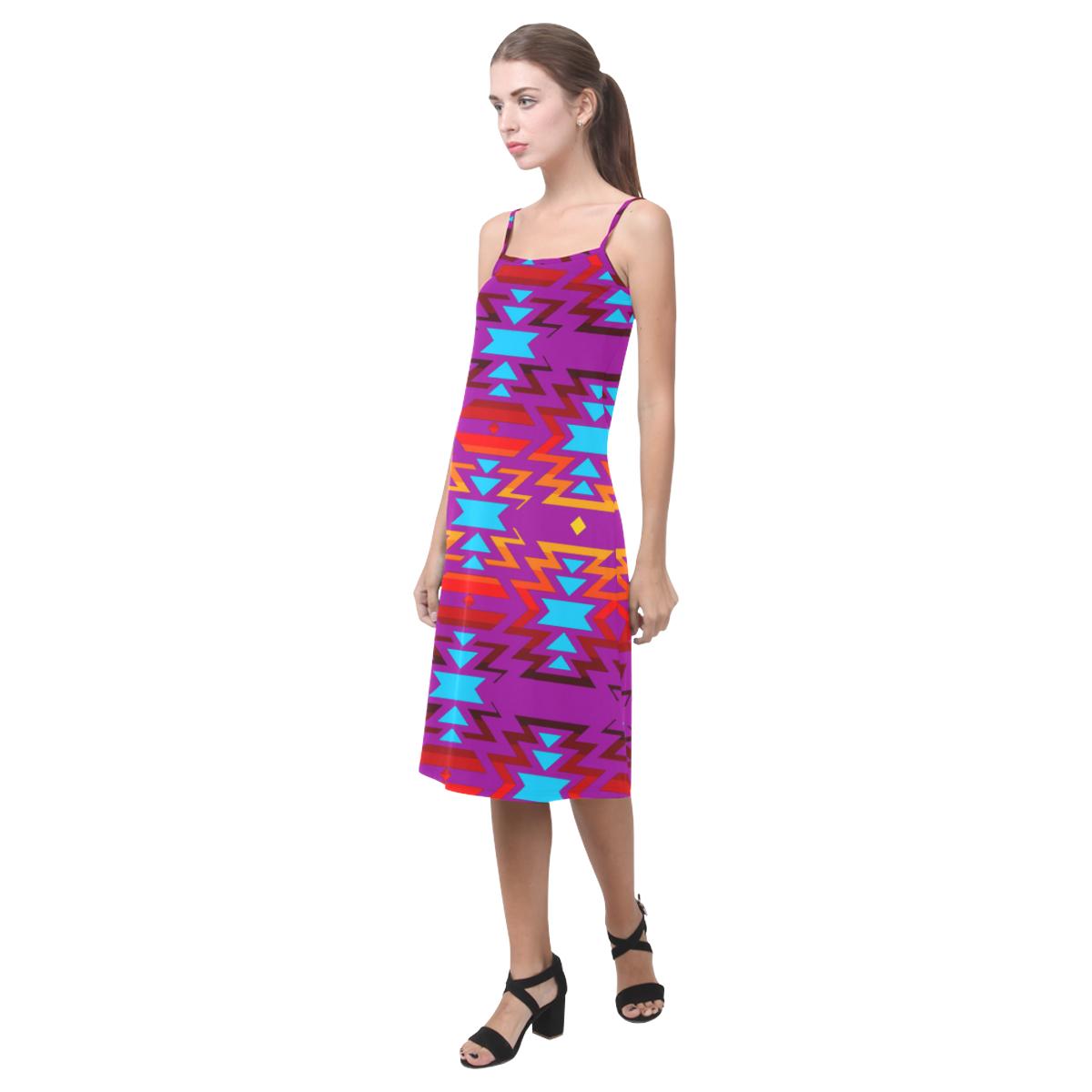 Big Pattern Fire Colors and Sky Moon Shadow Alcestis Slip Dress (Model D05) Alcestis Slip Dress (D05) e-joyer