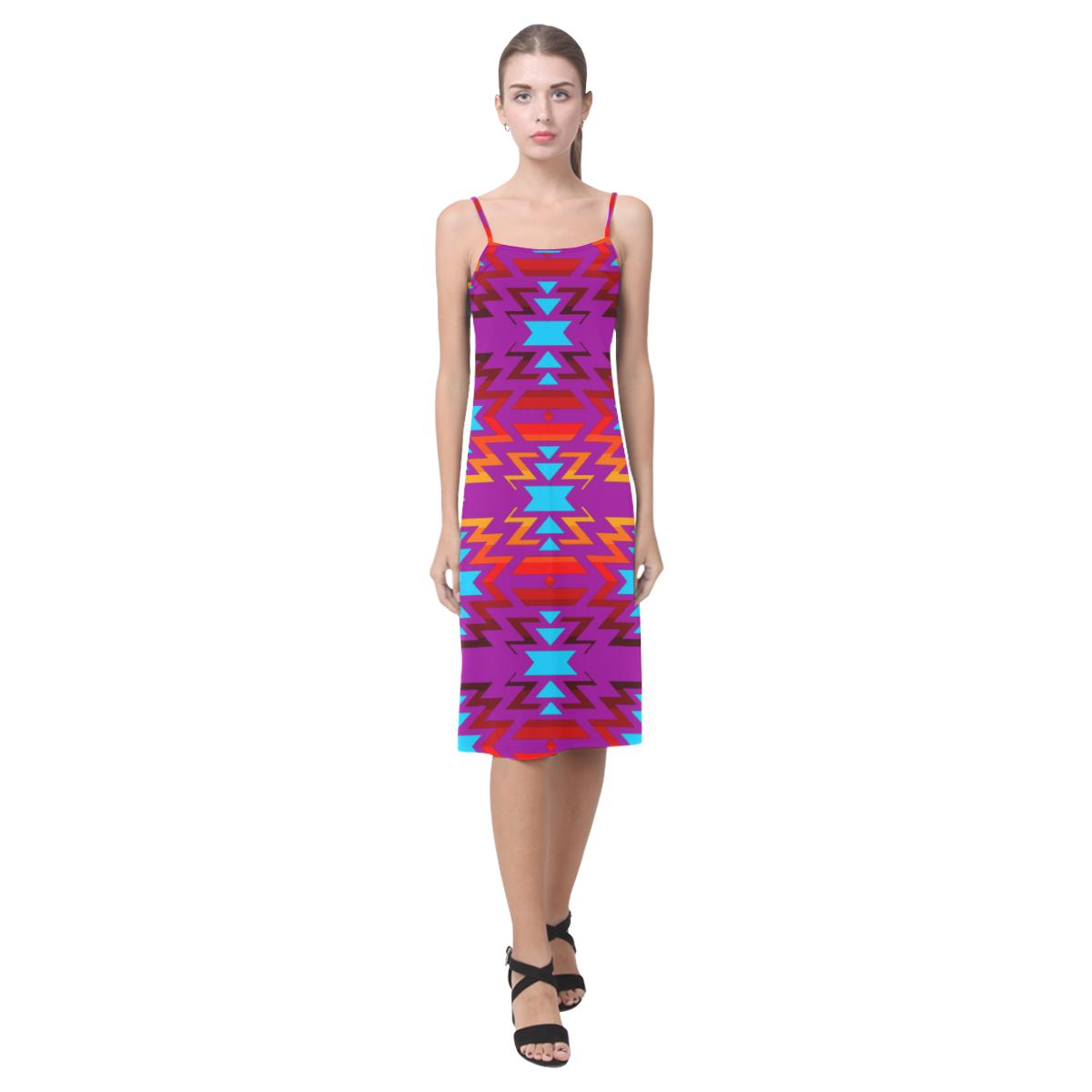 Big Pattern Fire Colors and Sky Moon Shadow Alcestis Slip Dress (Model D05) Alcestis Slip Dress (D05) e-joyer
