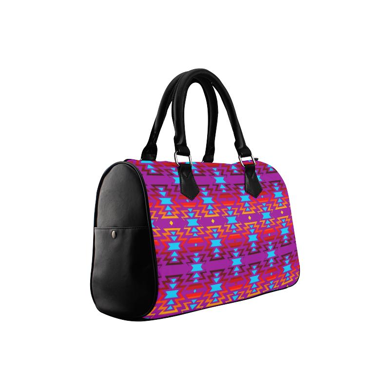 Big Pattern Fire Colors and Sky Moon Shadow Boston Handbag (Model 1621) Boston Handbags (1621) e-joyer