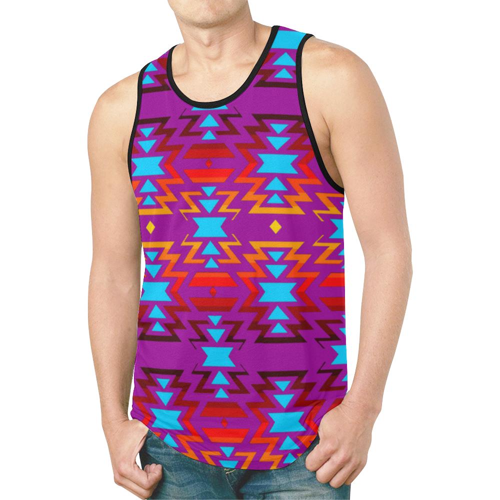 Big Pattern Fire Colors and Sky Moon Shadow New All Over Print Tank Top for Men (Model T46) New All Over Print Tank Top for Men (T46) e-joyer