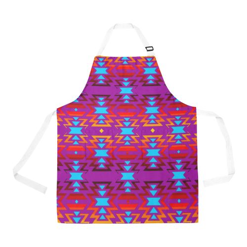 Big Pattern Fire Colors and Sky purple All Over Print Apron All Over Print Apron e-joyer