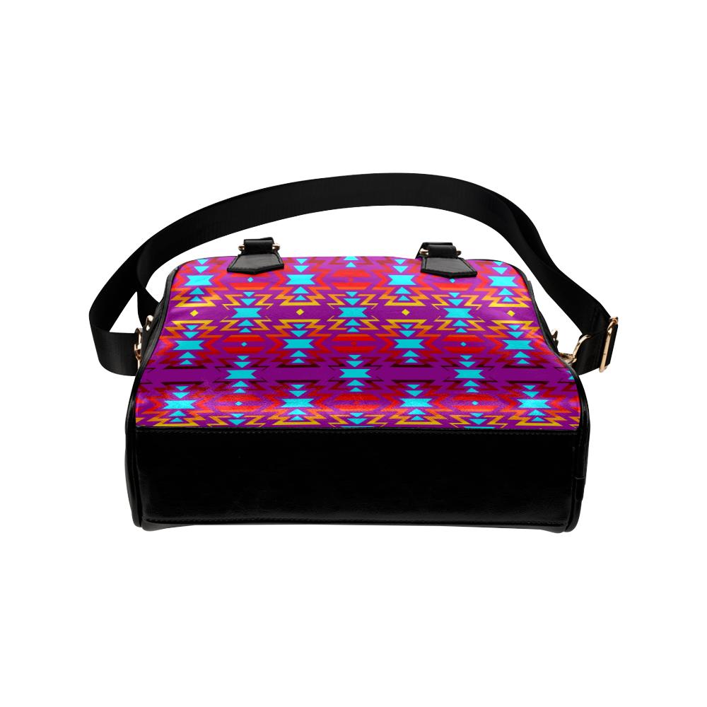 Big Pattern Fire Colors and Turquoise purple 2 Shoulder Handbag (Model 1634) Shoulder Handbags (1634) e-joyer