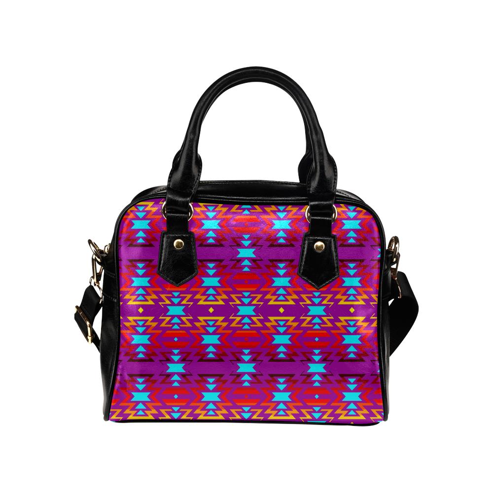 Big Pattern Fire Colors and Turquoise purple 2 Shoulder Handbag (Model 1634) Shoulder Handbags (1634) e-joyer