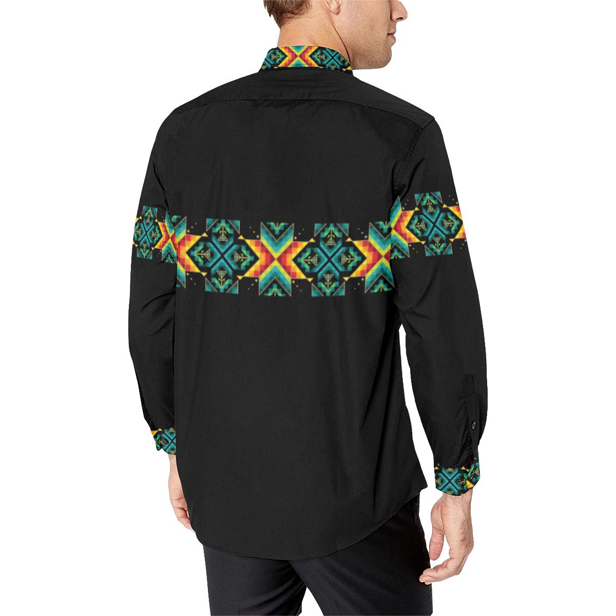 Black Blanket Strip-1 Men's All Over Print Casual Dress Shirt (Model T61) Men's Dress Shirt (T61) e-joyer