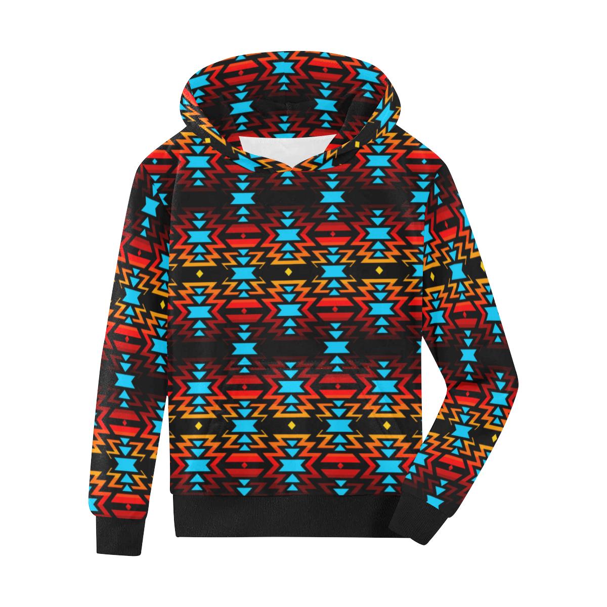Black Fire and Sky Kids' All Over Print Hoodie (Model H38) Kids' AOP Hoodie (H38) e-joyer