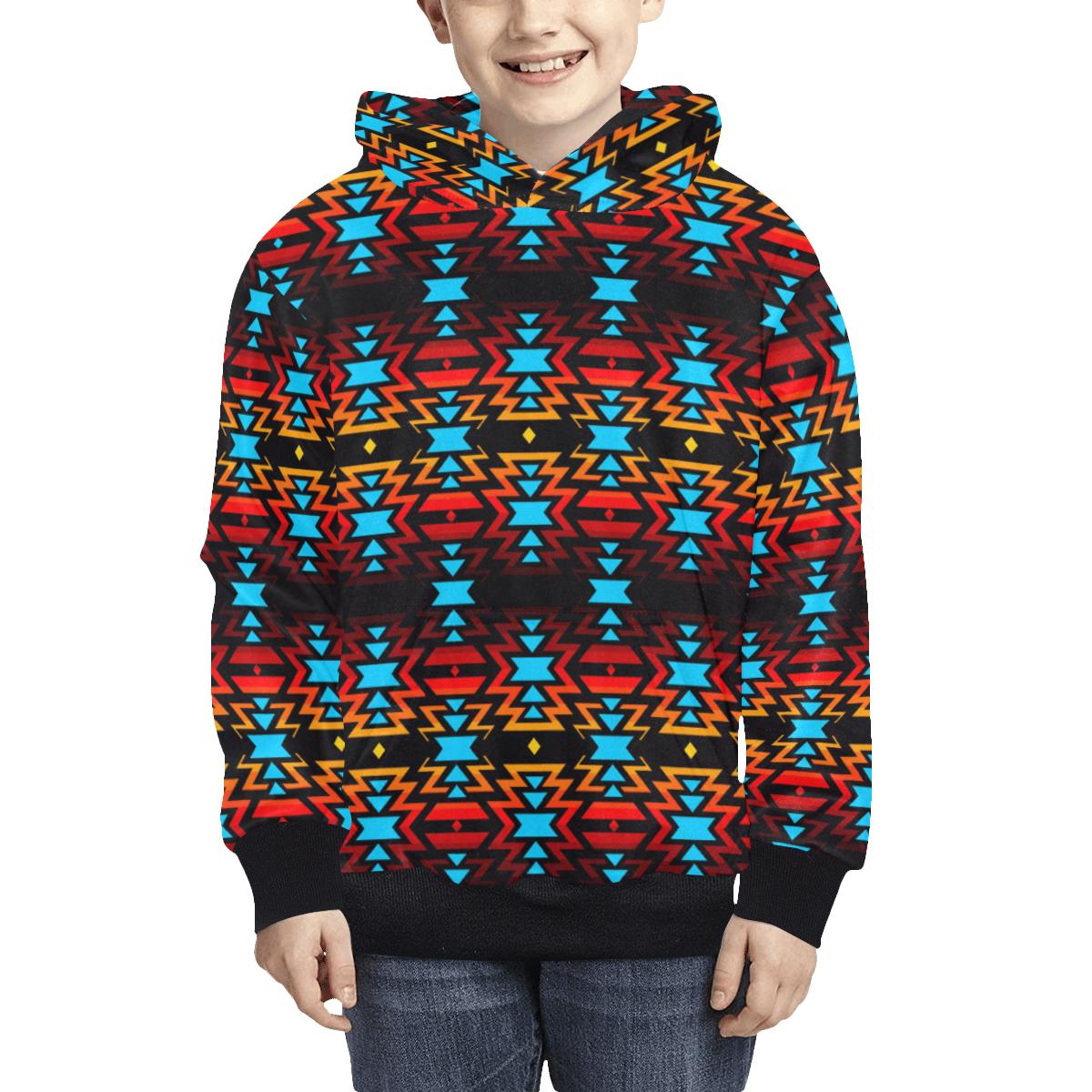 Black Fire and Sky Kids' All Over Print Hoodie (Model H38) Kids' AOP Hoodie (H38) e-joyer
