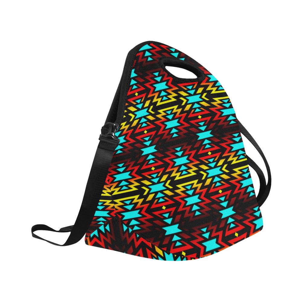 Black Fire and Sky Large Insulated Neoprene Lunch Bag That Replaces Your Purse (Model 1669) Neoprene Lunch Bag/Large (1669) e-joyer