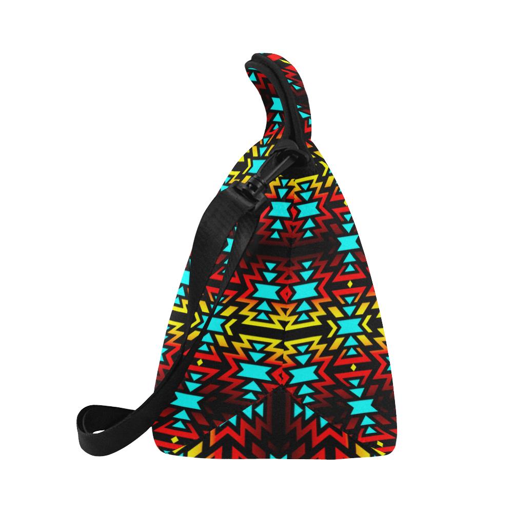 Black Fire and Sky Large Insulated Neoprene Lunch Bag That Replaces Your Purse (Model 1669) Neoprene Lunch Bag/Large (1669) e-joyer