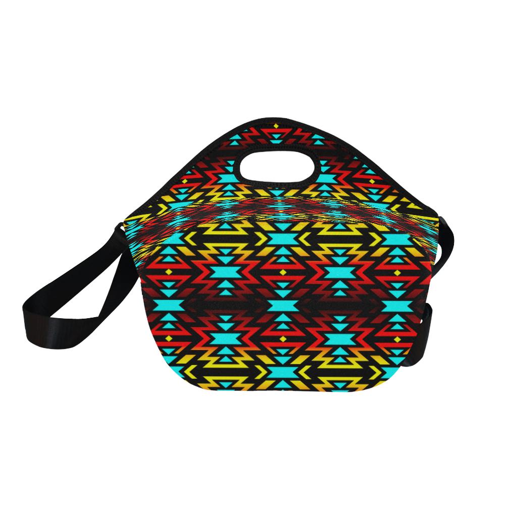 Black Fire and Sky Large Insulated Neoprene Lunch Bag That Replaces Your Purse (Model 1669) Neoprene Lunch Bag/Large (1669) e-joyer