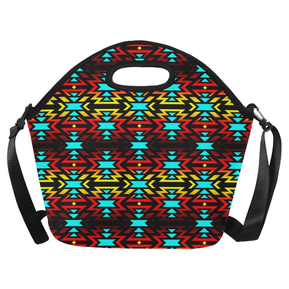 Black Fire and Sky Large Insulated Neoprene Lunch Bag That Replaces Your Purse (Model 1669) Neoprene Lunch Bag/Large (1669) e-joyer