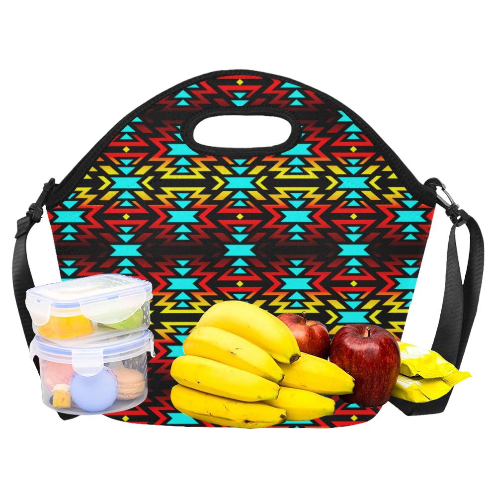Black Fire and Sky Large Insulated Neoprene Lunch Bag That Replaces Your Purse (Model 1669) Neoprene Lunch Bag/Large (1669) e-joyer