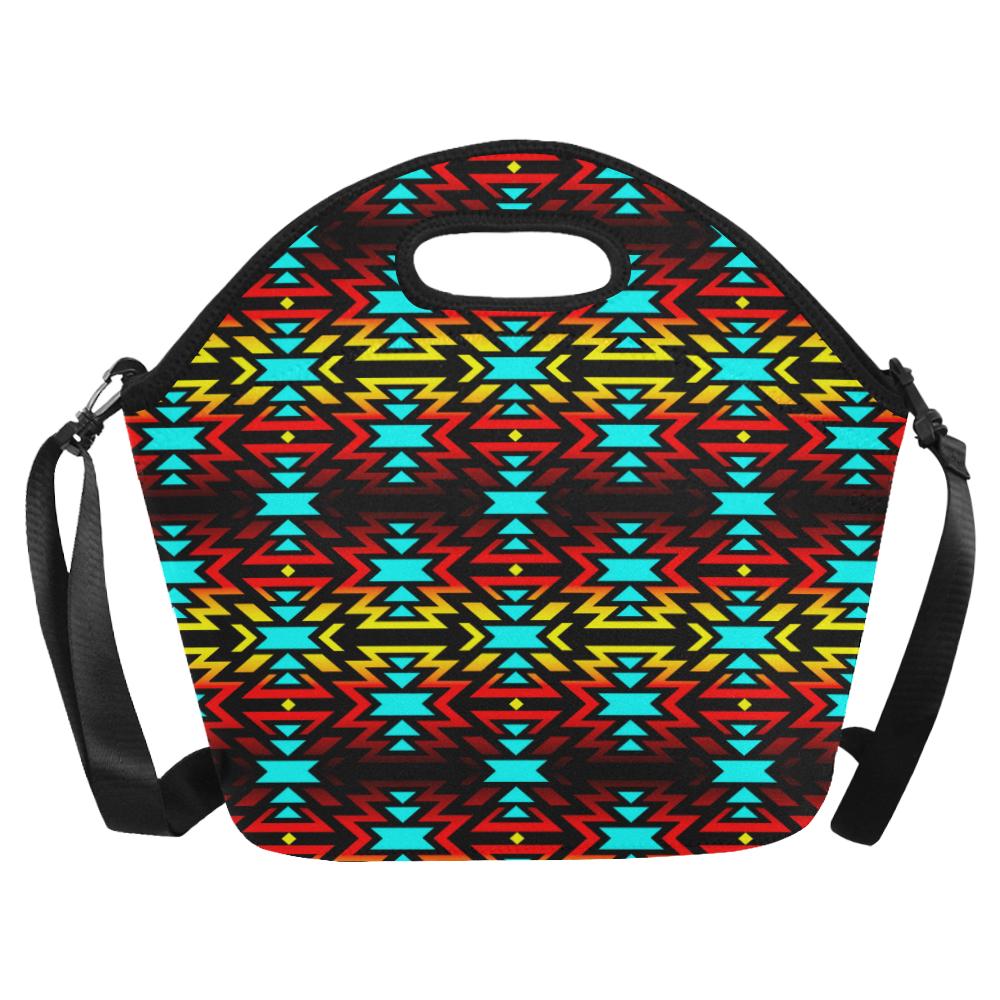 Black Fire and Sky Large Insulated Neoprene Lunch Bag That Replaces Your Purse (Model 1669) Neoprene Lunch Bag/Large (1669) e-joyer