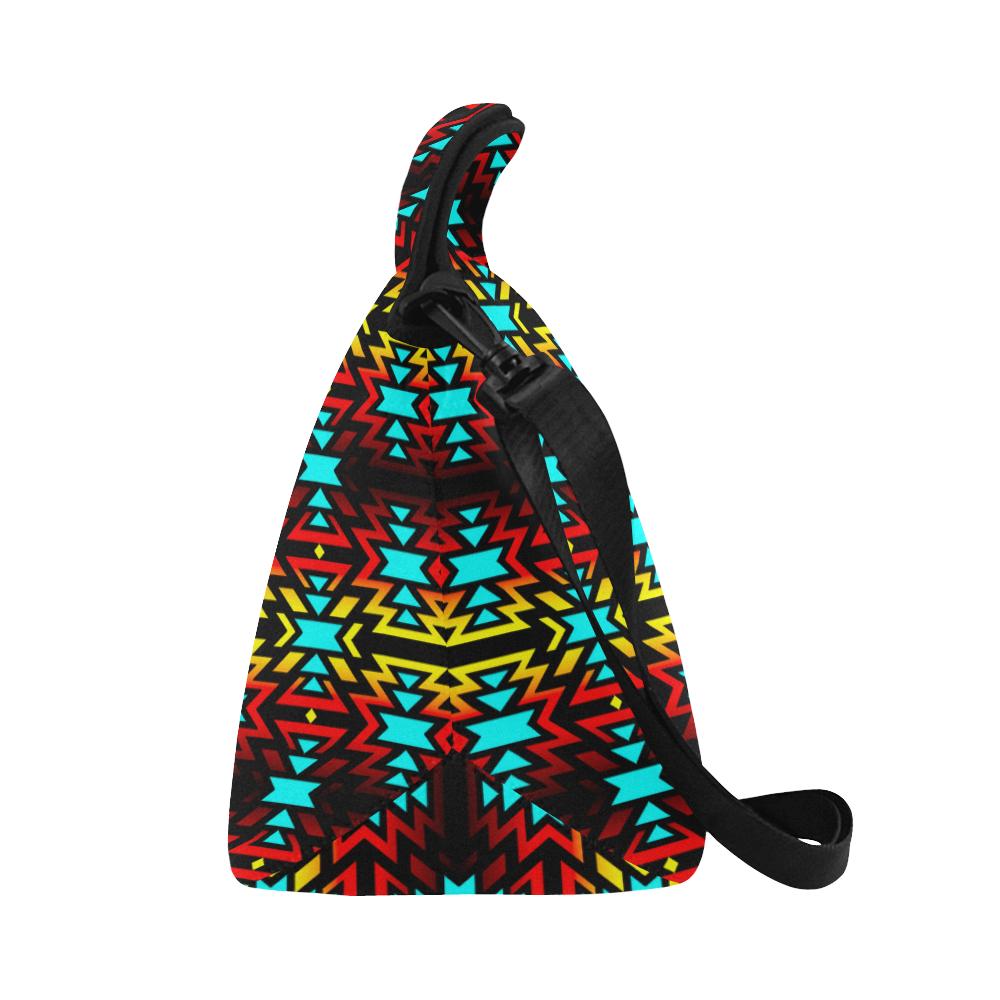 Black Fire and Sky Large Insulated Neoprene Lunch Bag That Replaces Your Purse (Model 1669) Neoprene Lunch Bag/Large (1669) e-joyer