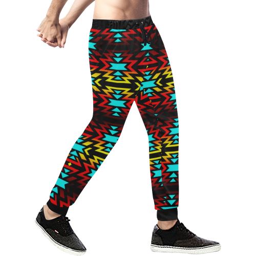 Black Fire and Sky Men's All Over Print Sweatpants (Model L11) Men's All Over Print Sweatpants (L11) e-joyer