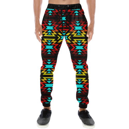 Black Fire and Sky Men's All Over Print Sweatpants (Model L11) Men's All Over Print Sweatpants (L11) e-joyer