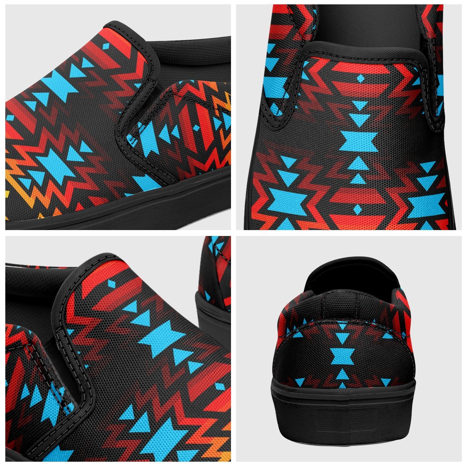 Black Fire and Sky Otoyimm Canvas Slip On Shoes 49 Dzine