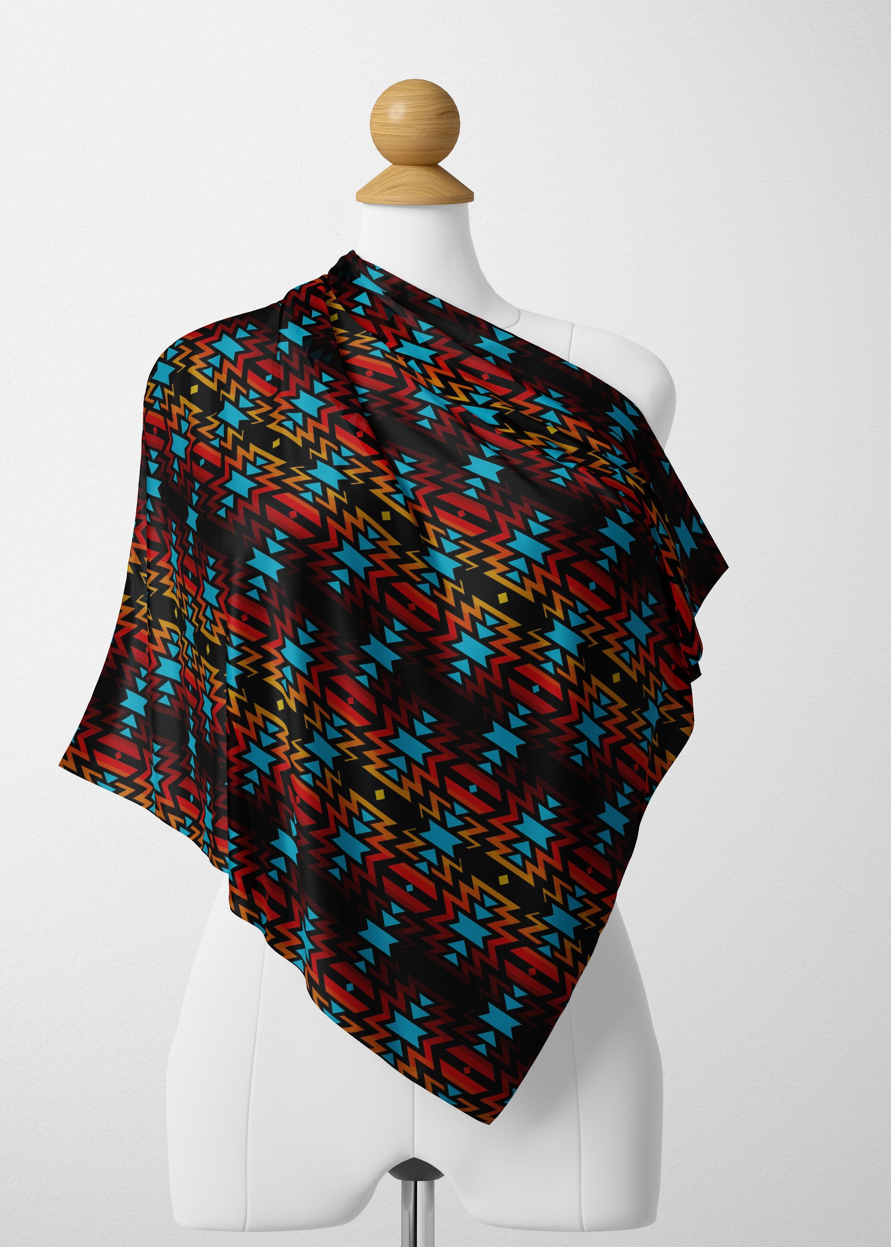 Black Fire and Sky Satin Shawl Scarf 49 Dzine