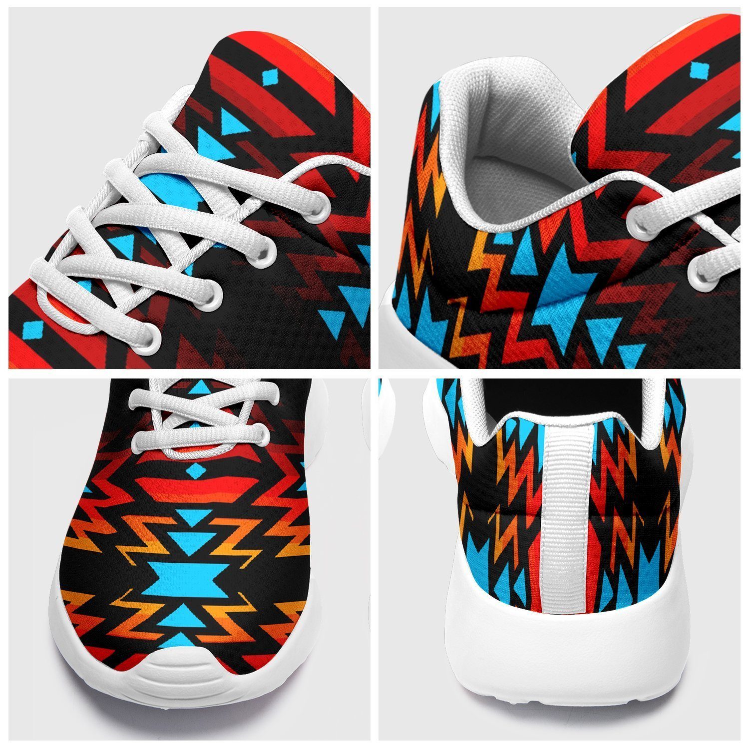 Black Fire and Turquoise Ikkaayi Sport Sneakers 49 Dzine